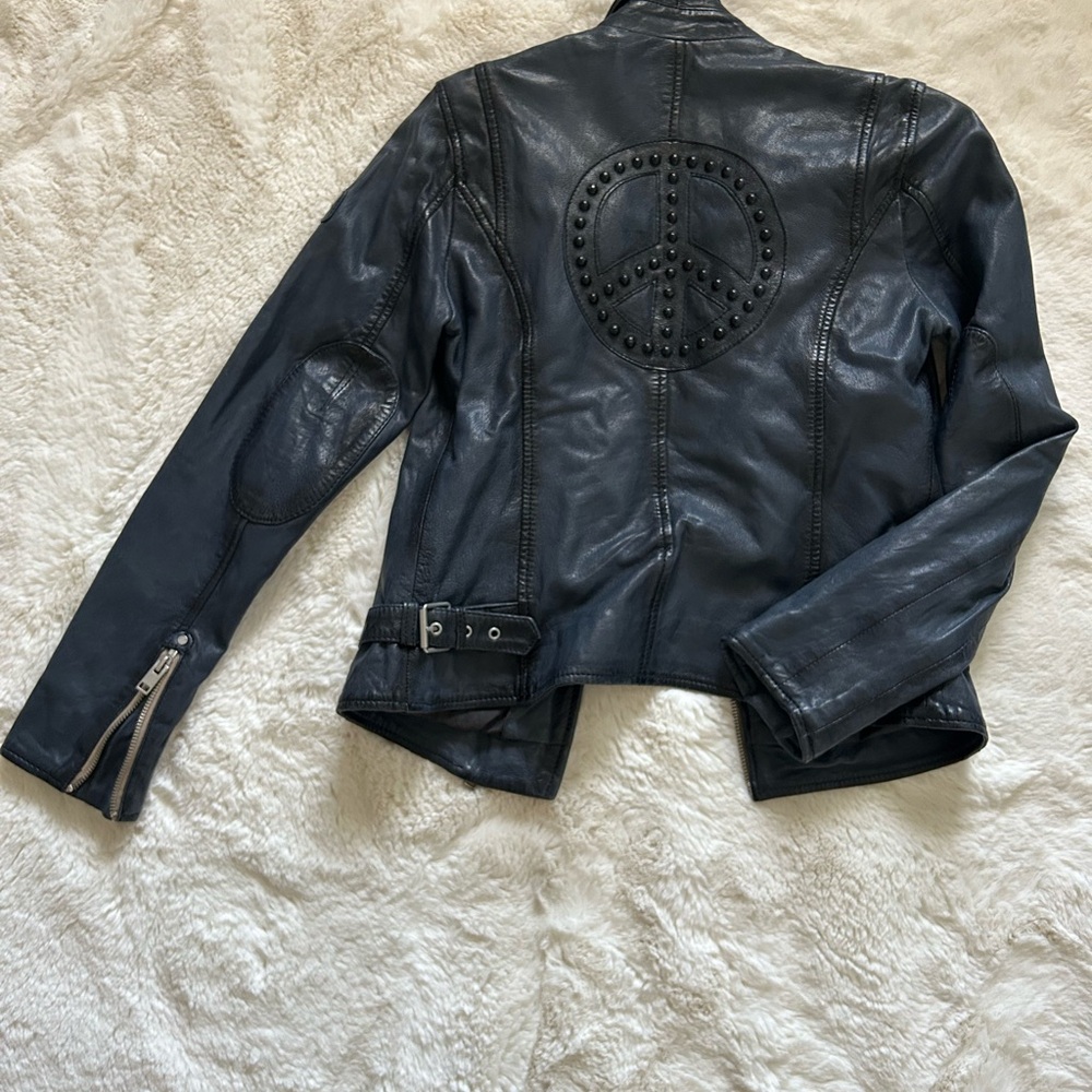 Mauritius Studden Black and Blue Leather Jacket